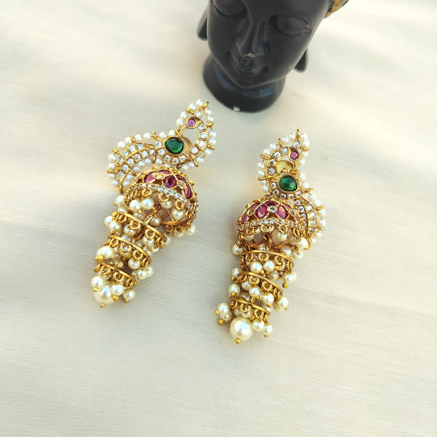 Kempu Peacock Bridal Earing