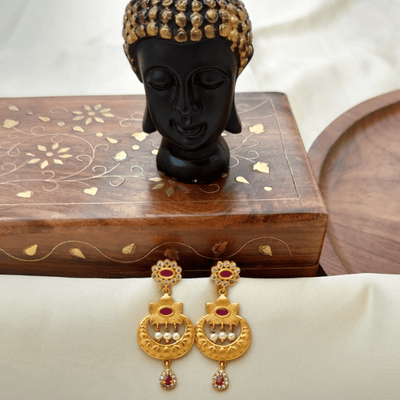 Flower Design Ruby Stone Earring