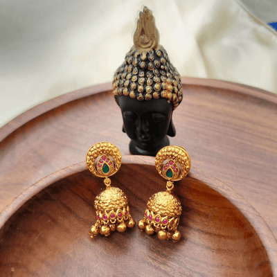Matt Jhumki Ruby and Green Earring