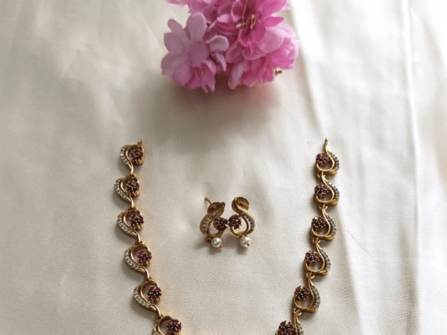 Ruby Floral Necklace Set