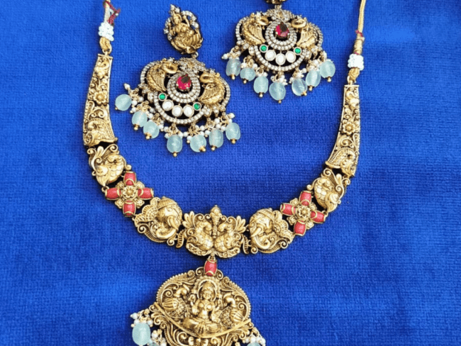 Lakshmi Peacock Coral NeckPiece