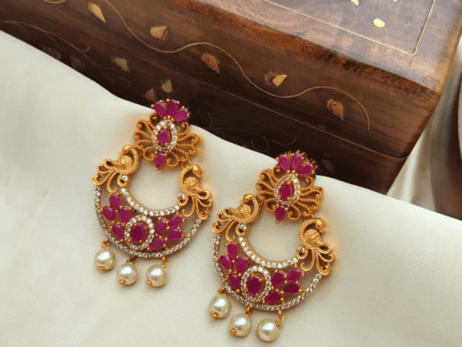 American Diamond Peacock Chandbali Earring