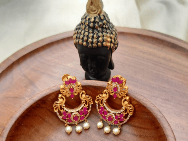 American Diamond Peacock Chandbali Earring